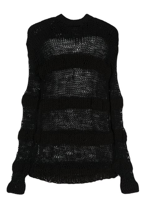 Maglione a maglia aperta a righe in nero - uomo HELIOT EMIL | HEM07039BLK01
